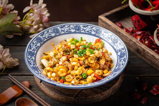 美味中式炒玉米粒菜肴