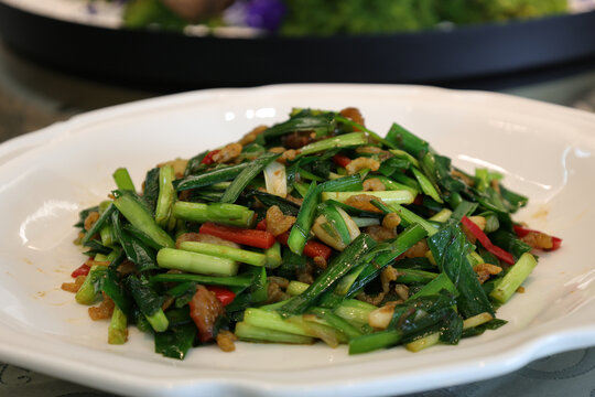 韭菜炒河虾近照