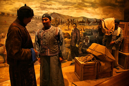 古代商贸场景人物蜡像展示