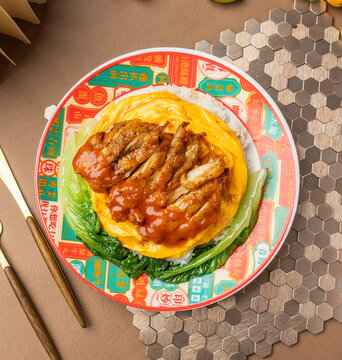 茄汁鸡扒滑蛋饭