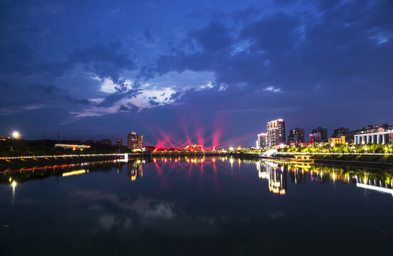 随州白云湖夜景灯光