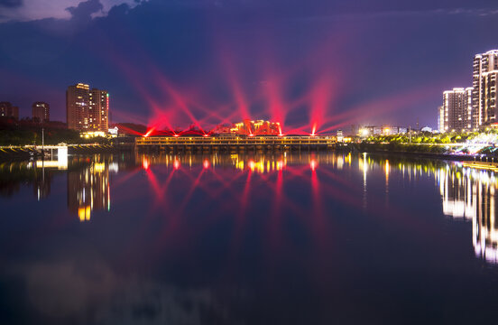 随州白云湖夜景灯光
