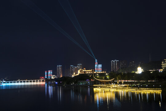 随州白云湖夜景灯光