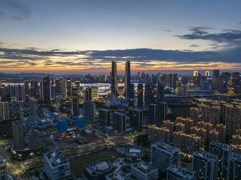 杭州之门城市天际线夜景