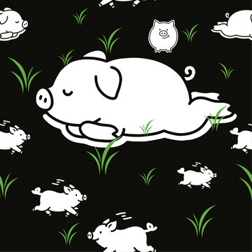 可爱小猪无缝衔接矢量图