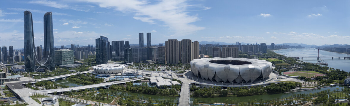 杭州城市地标建筑全景