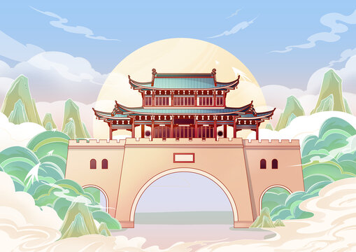 铁门关插画