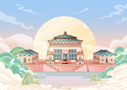 武汉大学插画