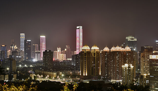 深圳福田中心区都市夜景多向拍摄