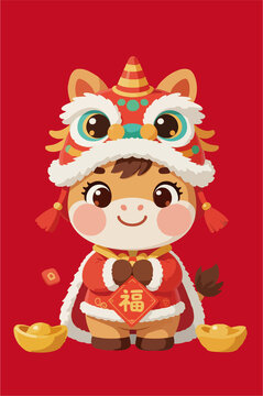 新年喜庆卡通马