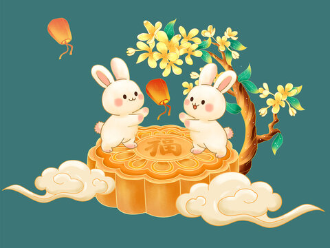 中秋月饼插画