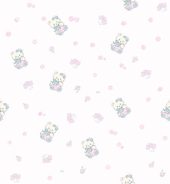 可爱小熊猫花卉图案背景