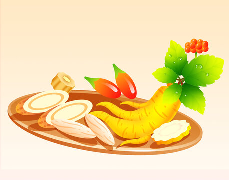 黄芪麦冬枸杞人参一盘中药