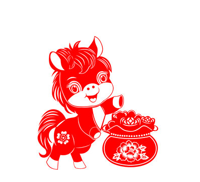 马年窗花剪纸