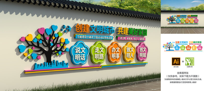 创建文明城市室外背景墙