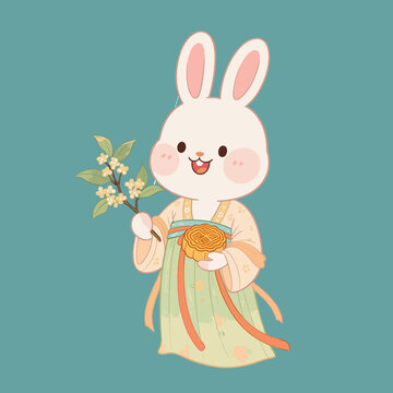 中秋节玉兔插画