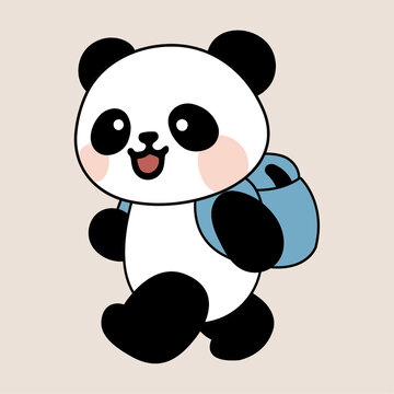 背着书包的可爱卡通熊猫