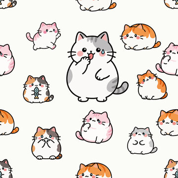 小猫咪四方连续图案