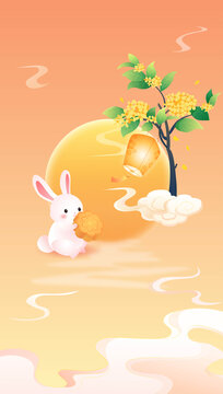 两只兔子奔向月亮