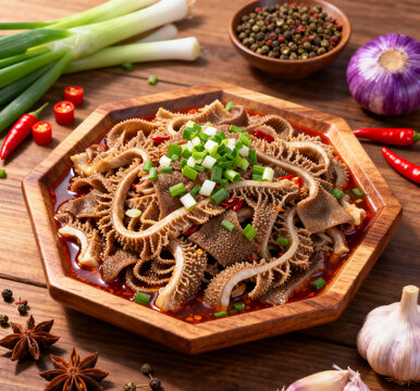 美味香辣的特色毛肚菜肴酸辣羊肚