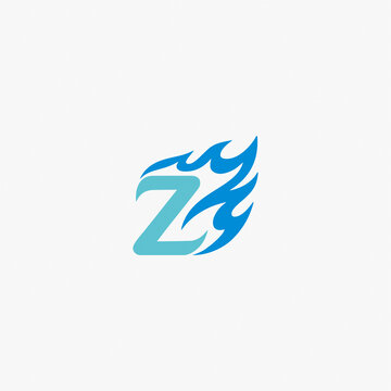 Z字母标志设计火焰元素简约图形设计矢量图