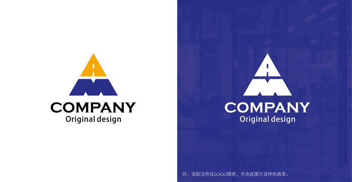 三角形字母AM字母logo设计