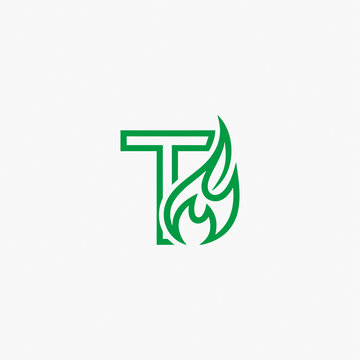 T字母极简风图标火焰图形抽象设计矢量图