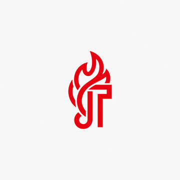 T字母火焰图标志图形矢量图极简风logo
