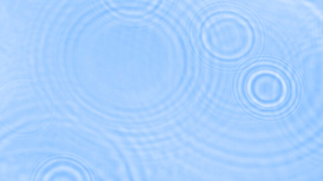 蓝色水纹带有阳光反射和水面圆形波纹，用于照片或画稿的叠加效果。有机滴影折射光的透光效果方形横幅，留有