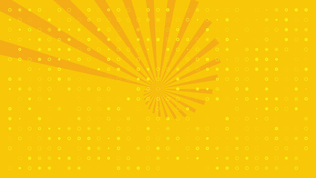 背景带有脉动的白色圆圈和太阳，黄色背景。背景带有脉动的白色圆圈和太阳，黄色背景