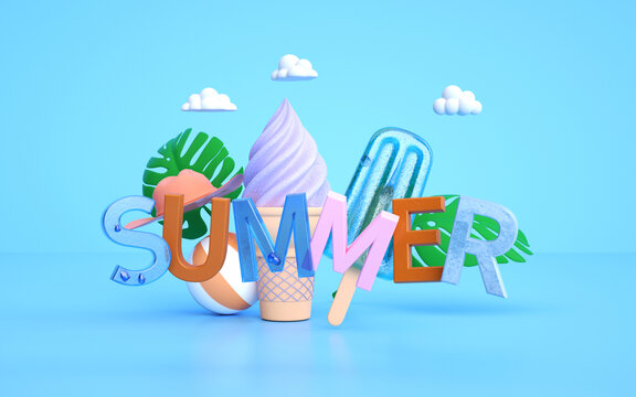 Cinema 4D 渲染的夏季抽象背景