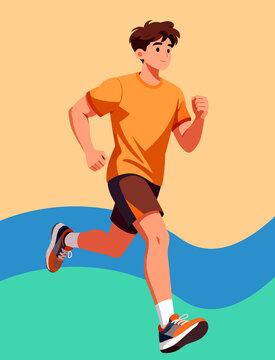 跑步男生矢量插画