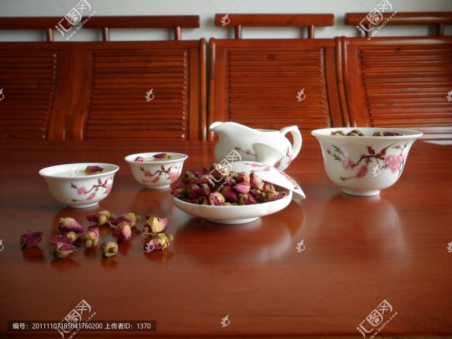 玫瑰花茶,中药材饮片,茶具