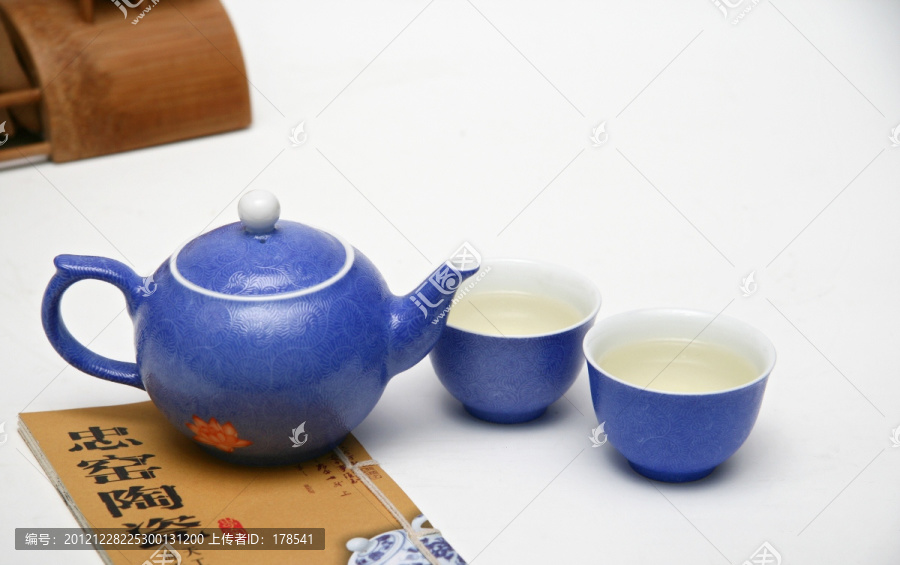 白瓷印花茶具,功夫茶具,盖碗茶