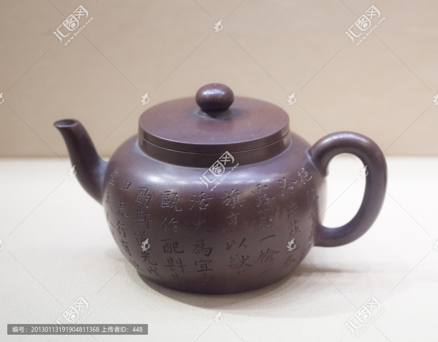 清道光紫砂刻竹诗文壶