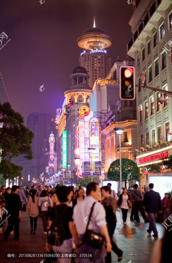 上海南京路夜景,步行街,商业街