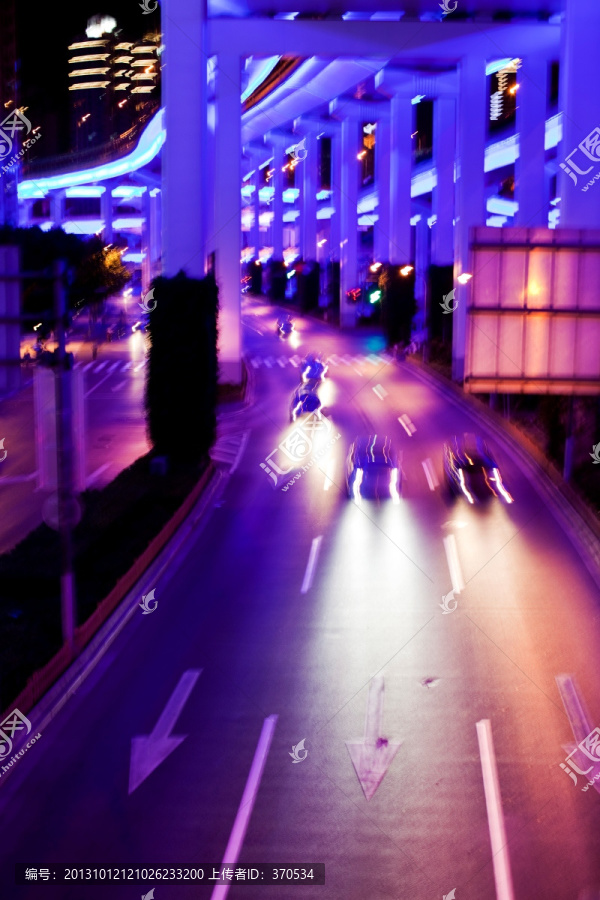 上海夜景,高架桥,灯光,道路