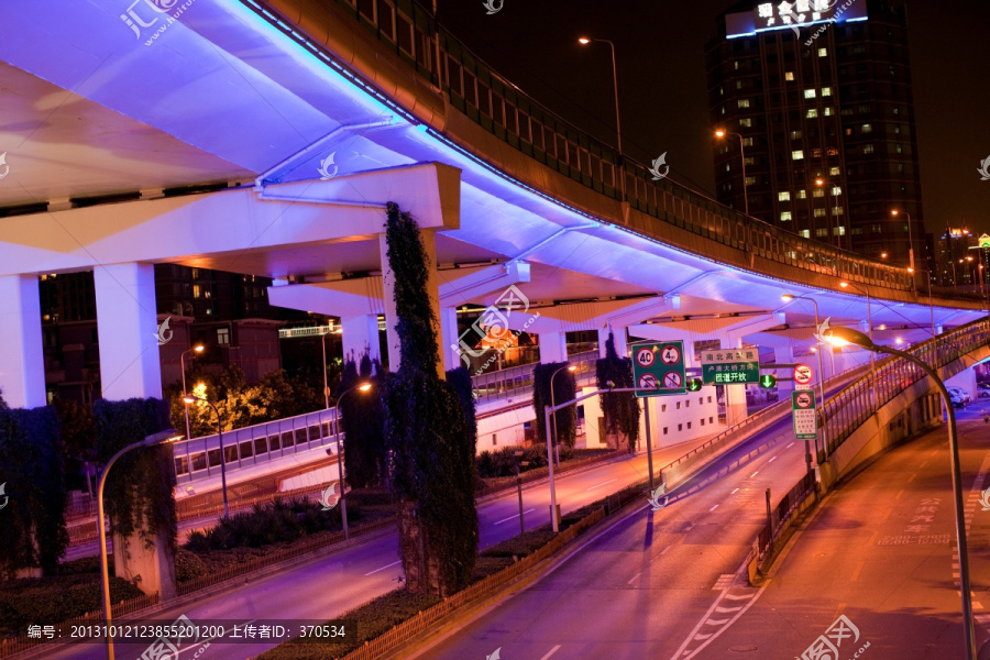 上海夜景,高架桥,灯光,道路