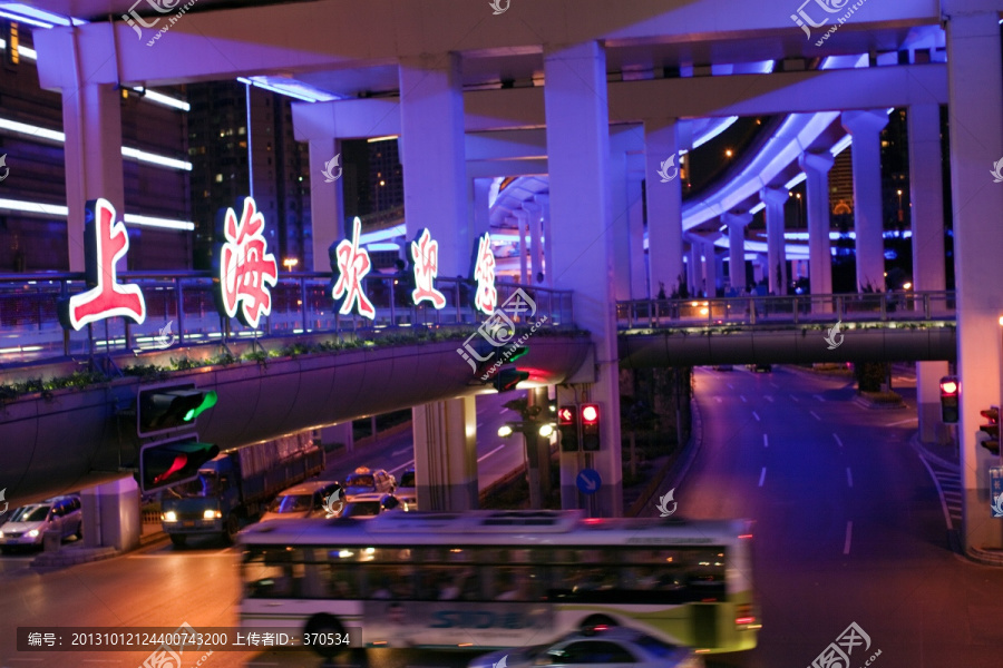 上海夜景,高架桥,灯光,道路