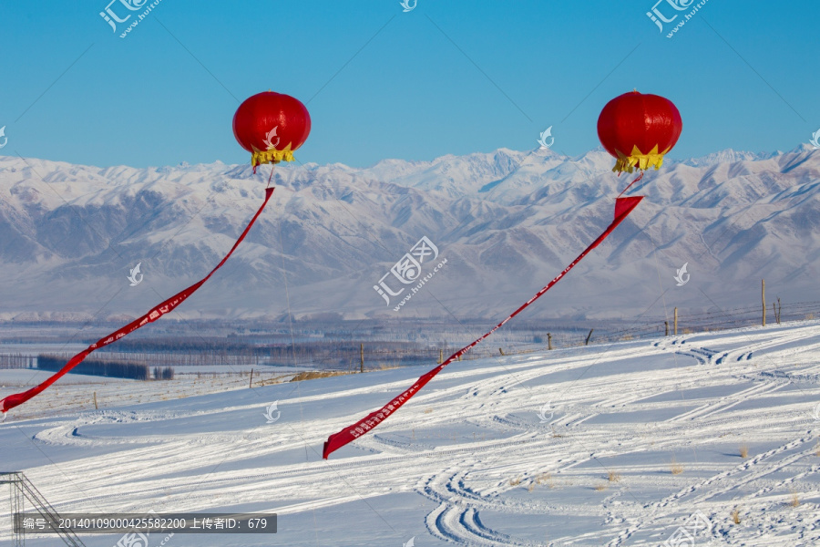 红气球,,氢气球,,雪景