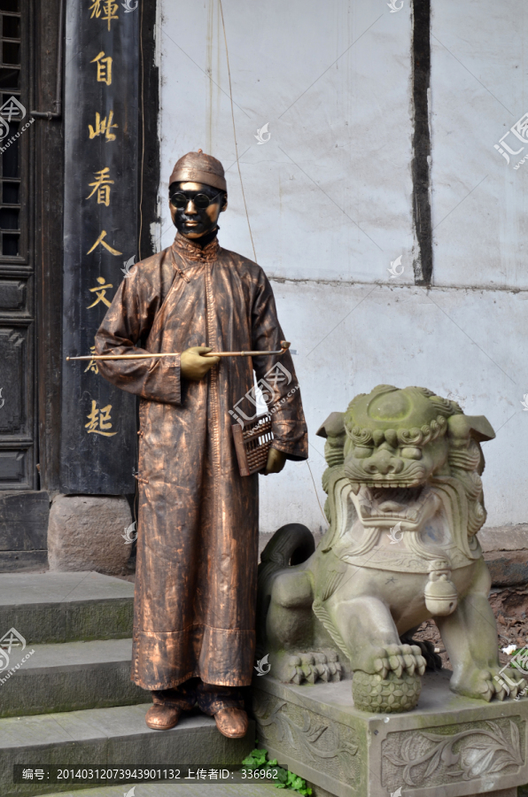 老北京铜人雕塑