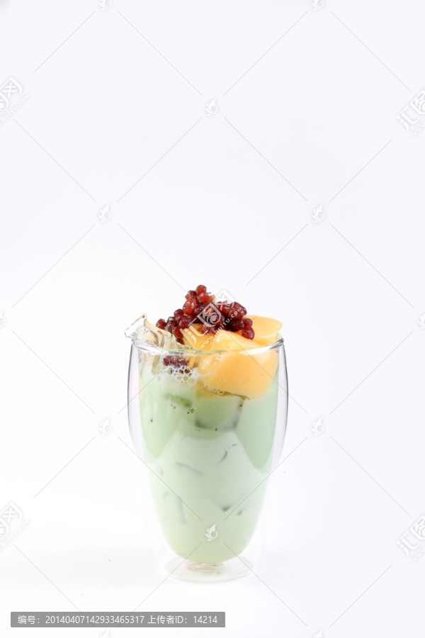 抹茶红豆布丁奶茶