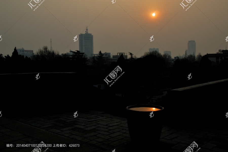 城市落日黄昏