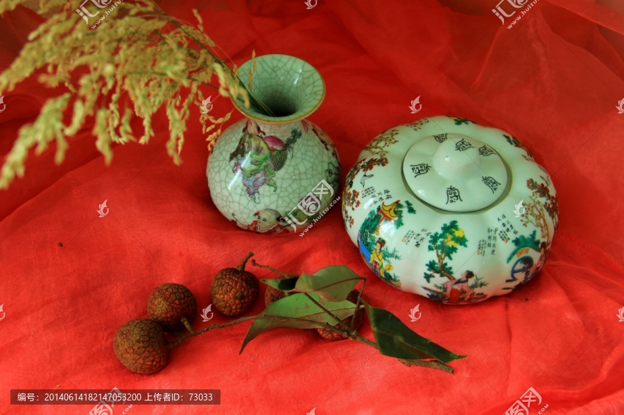 窝瓜瓷罐,麦穗草,,古董