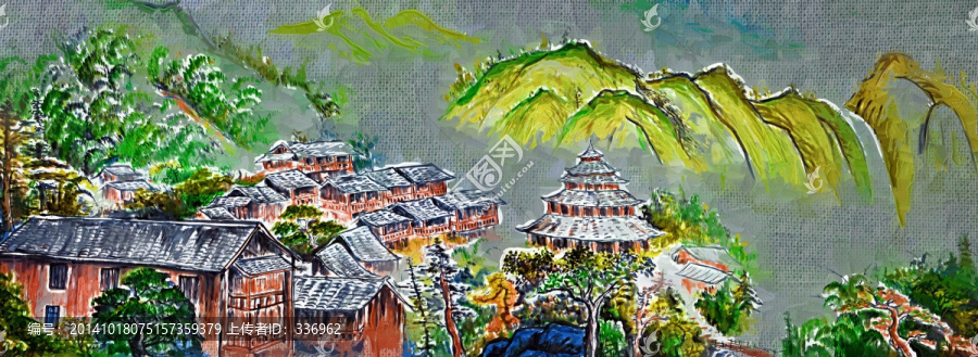 瑶族村寨油画