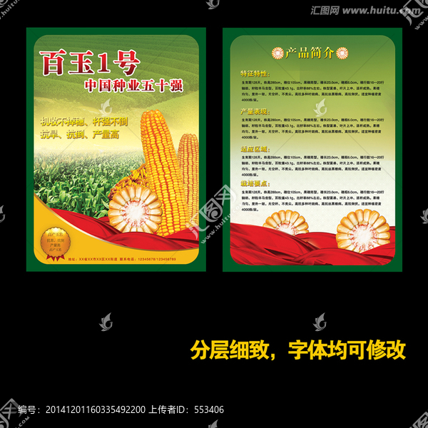 玉米种子宣传单,彩页