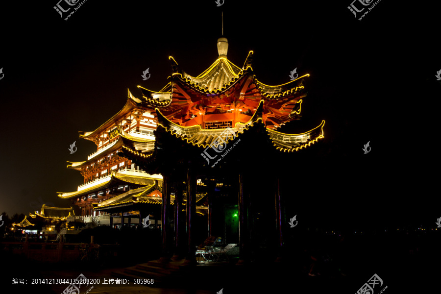 长沙杜甫江阁夜景