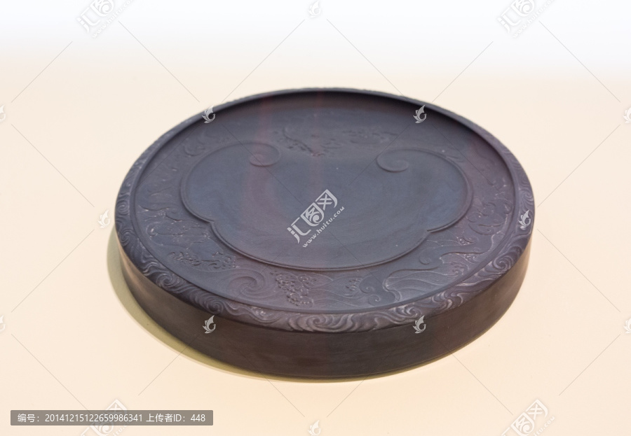 砚,老坑螺纹,如意海兽,歙州砚
