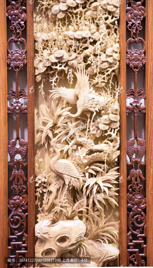 剑川木雕,榧木,四季花鸟挂屏