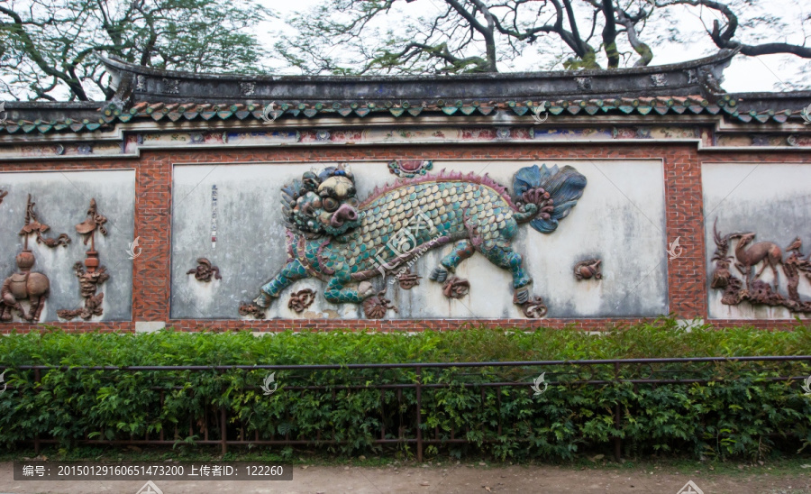 泉州开元寺,麒麟浮雕墙